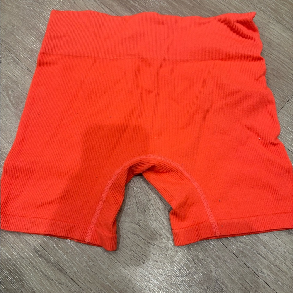 5/$25 wild fable Ribbed Seamless High-Waist Bike Shorts - Bright Coral Orange